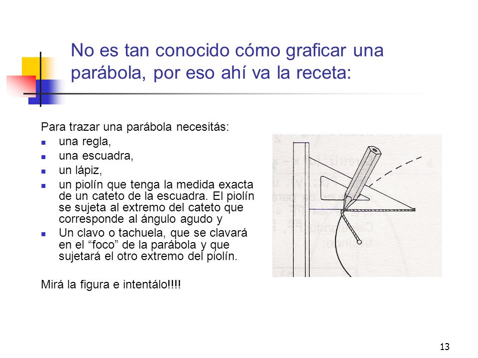 No es tan conocido cómo graficar una parábola, por eso ahí va la receta: