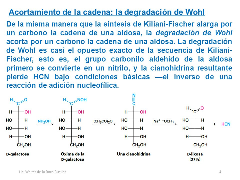 Acortamiento de la cadena: la degradación de Wohl