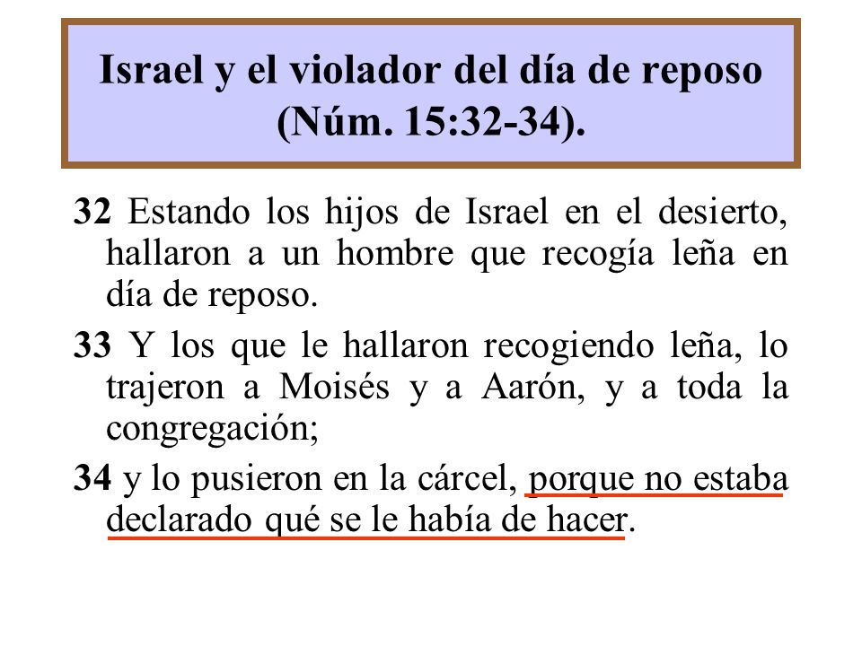 Israel y el violador del día de reposo (Núm. 15:32-34).
