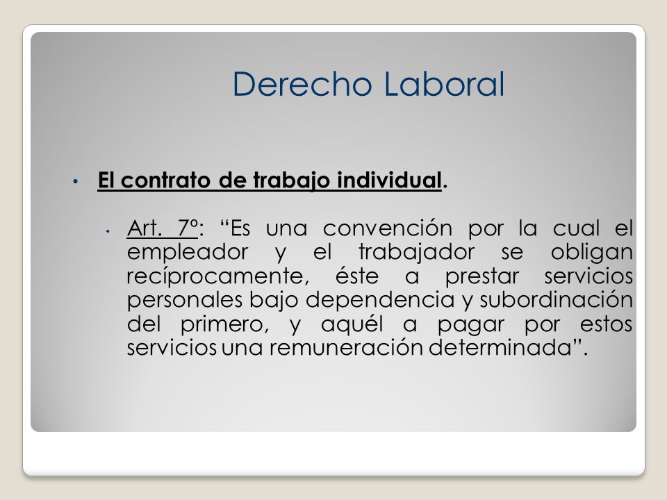 Derecho Laboral El contrato de trabajo individual.