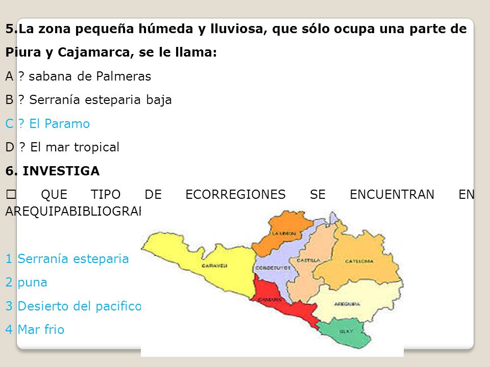 5.La zona pequeña húmeda y lluviosa, que sólo ocupa una parte de
