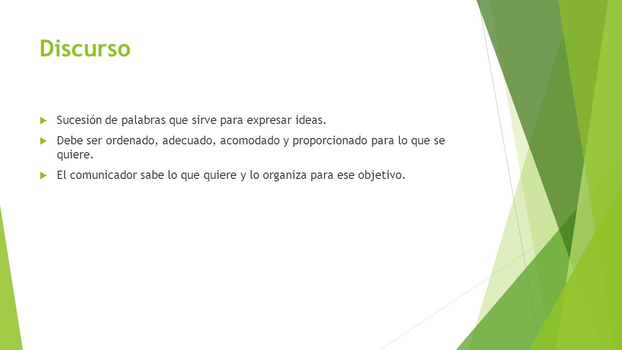 Discurso Sucesión de palabras que sirve para expresar ideas.