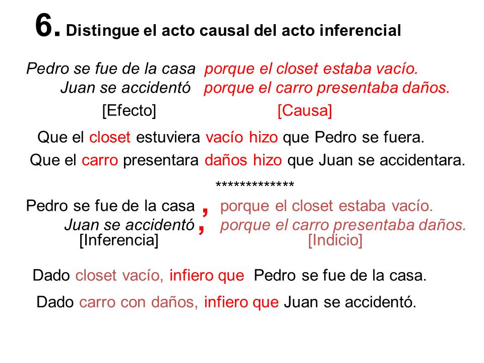 6. , , Distingue el acto causal del acto inferencial