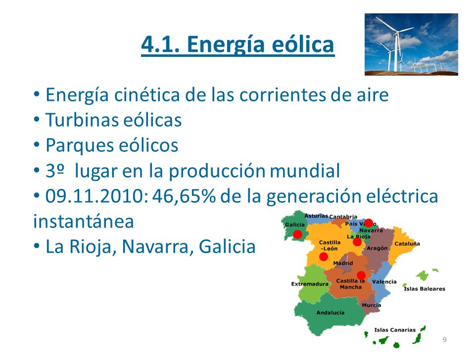 4.1. Energía eólica Energía cinética de las corrientes de aire
