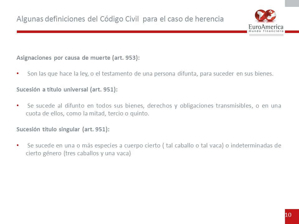 Algunas definiciones del Código Civil para el caso de herencia