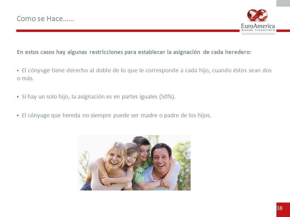 Como se Hace…… En estos casos hay algunas restricciones para establecer la asignación de cada heredero: