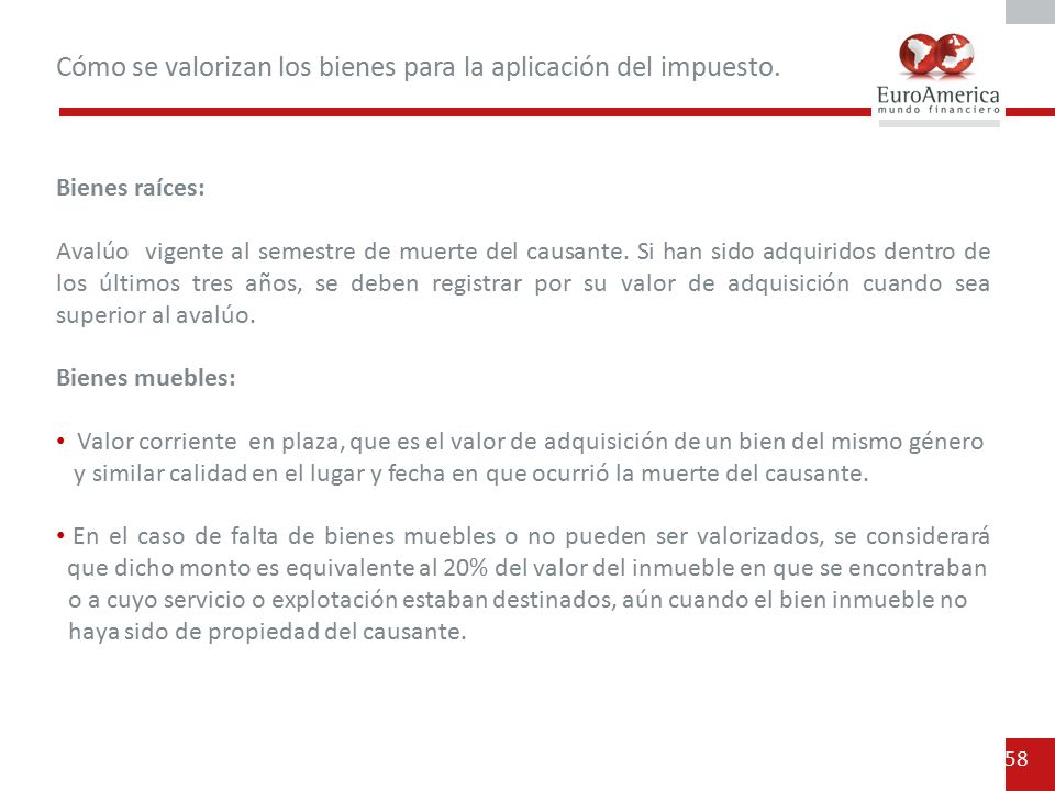 Cómo se valorizan los bienes para la aplicación del impuesto.