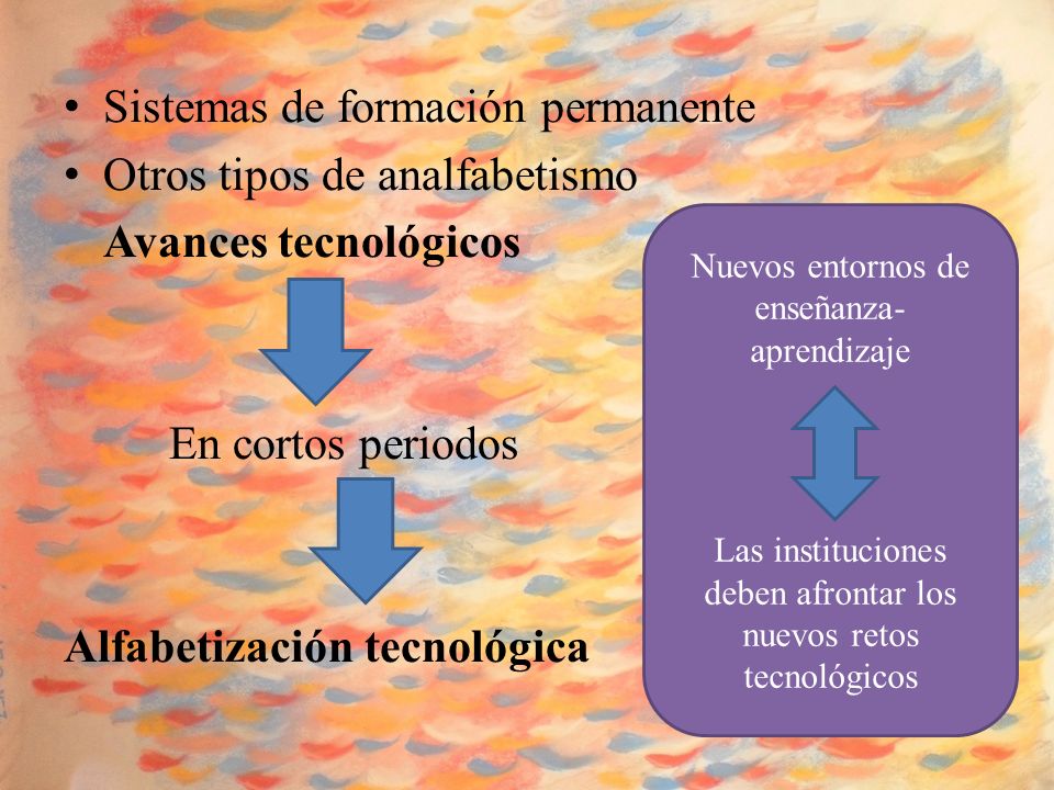 Sistemas de formación permanente Otros tipos de analfabetismo