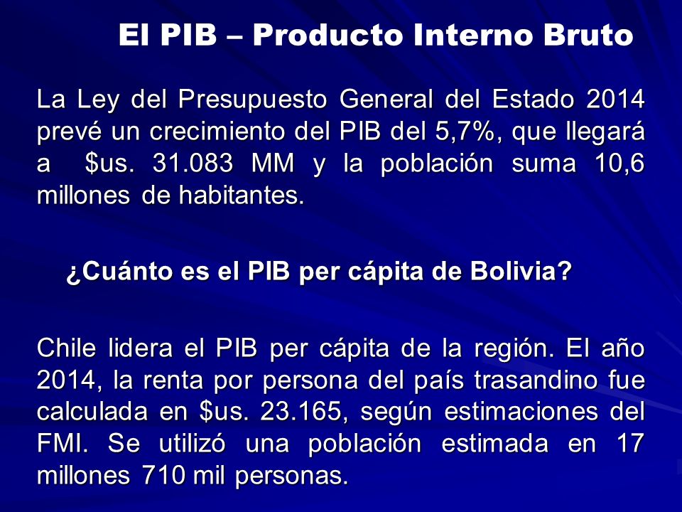 El PIB – Producto Interno Bruto