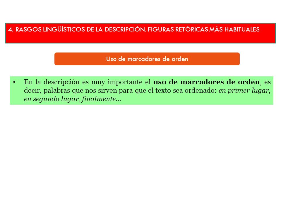 Uso de marcadores de orden