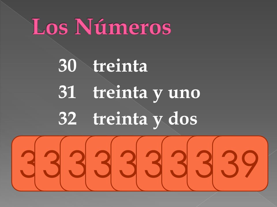 Los Números 30 treinta 31 treinta y uno 32 treinta y dos