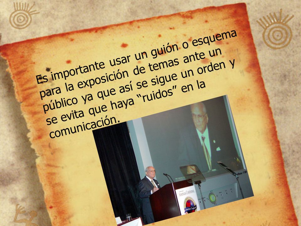 Es importante usar un guión o esquema para la exposición de temas ante un público ya que así se sigue un orden y se evita que haya ruidos en la comunicación.