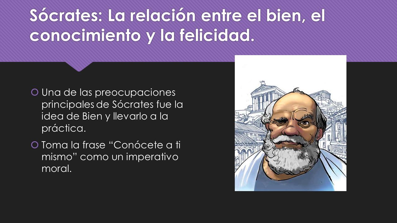 Sócrates: La relación entre el bien, el conocimiento y la felicidad.
