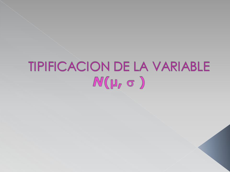 TIPIFICACION DE LA VARIABLE N(µ,  )