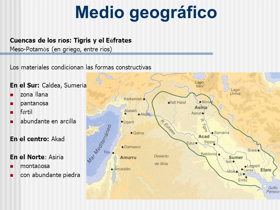 Medio geográfico Cuencas de los ríos: Tigris y el Eúfrates