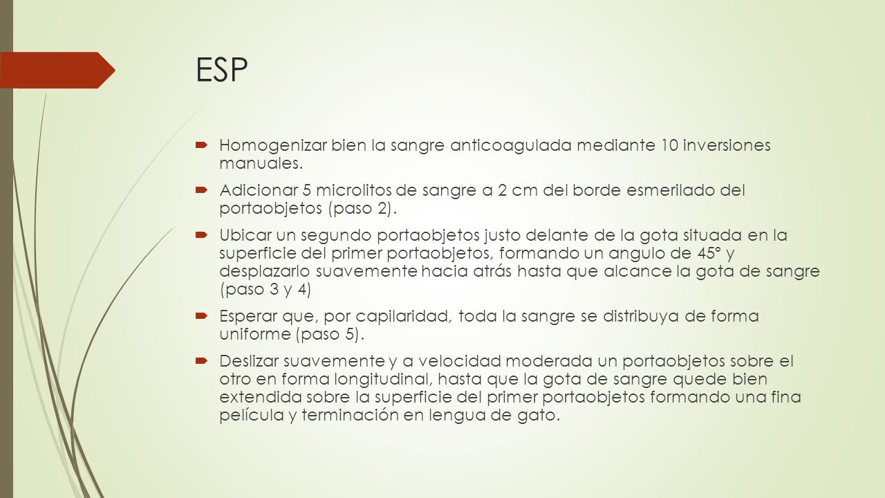 ESP Homogenizar bien la sangre anticoagulada mediante 10 inversiones manuales.