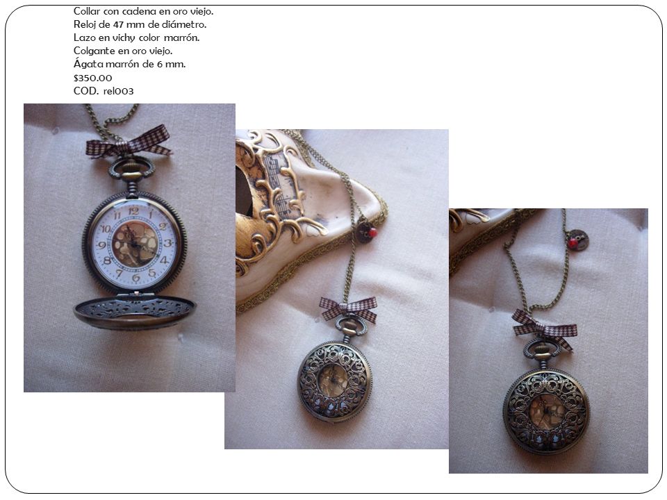 Collar con cadena en oro viejo. Reloj de 47 mm de diámetro