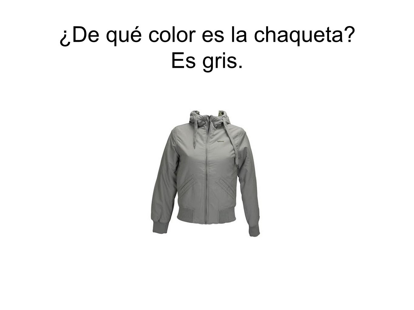 ¿De qué color es la chaqueta Es gris.