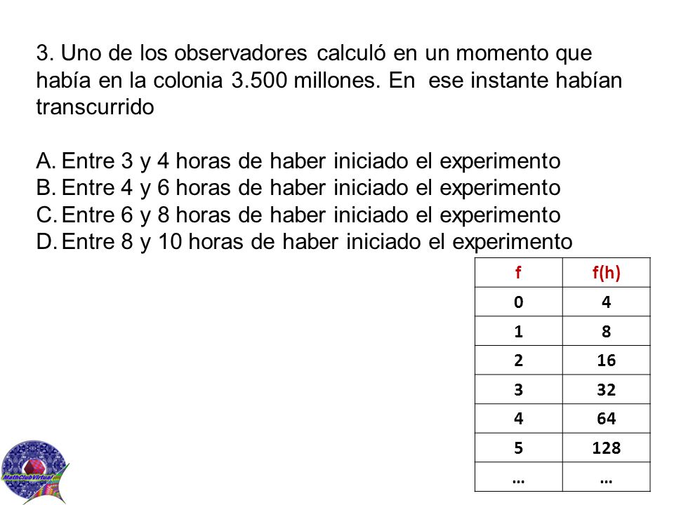 Entre 3 y 4 horas de haber iniciado el experimento