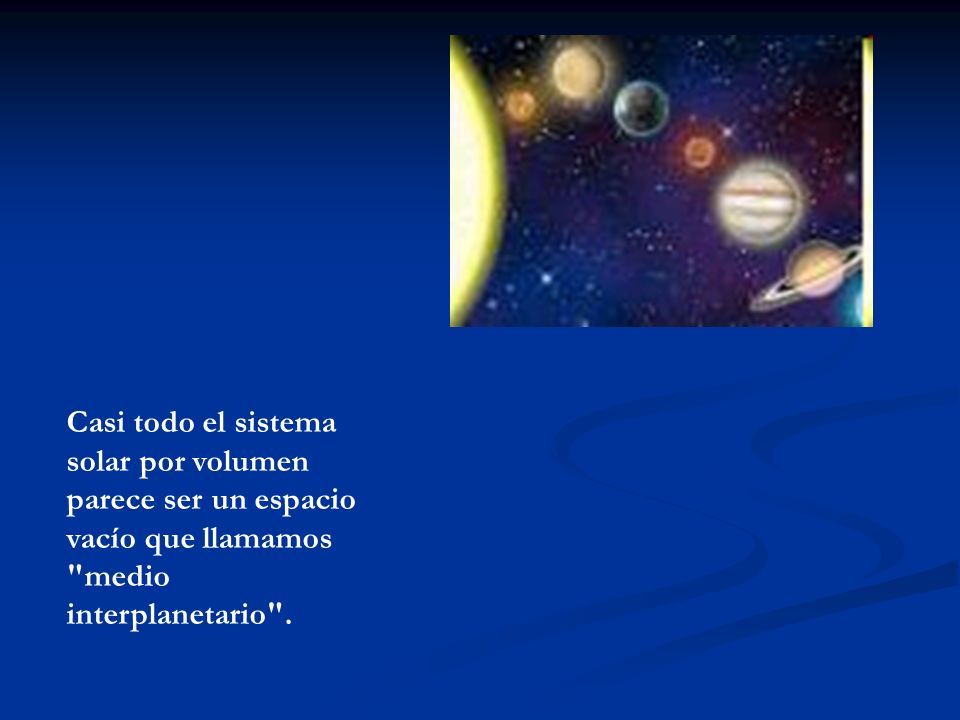 Casi todo el sistema solar por volumen parece ser un espacio vacío que llamamos medio interplanetario .