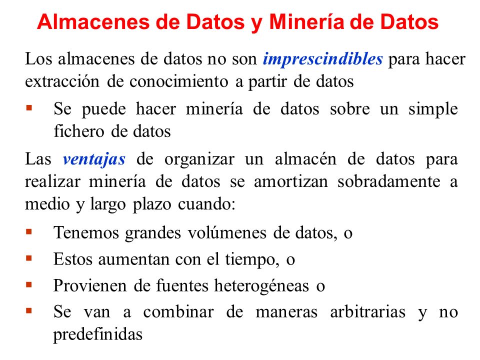 Almacenes de Datos y Minería de Datos