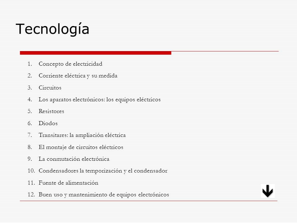 Tecnología Concepto de electricidad Corriente eléctrica y su medida