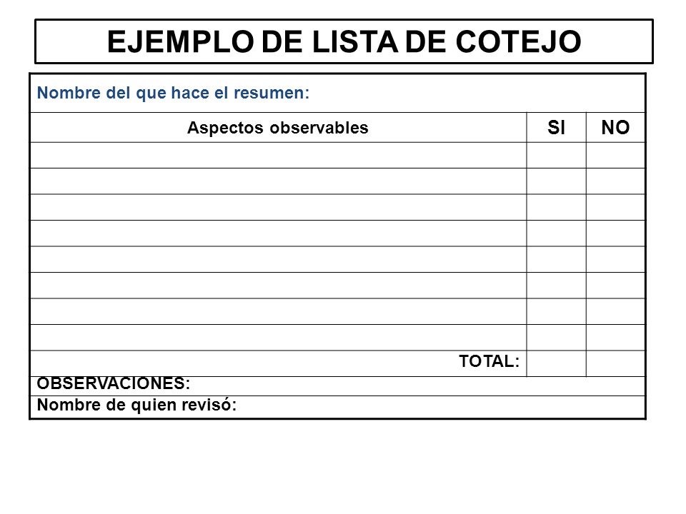 EJEMPLO DE LISTA DE COTEJO