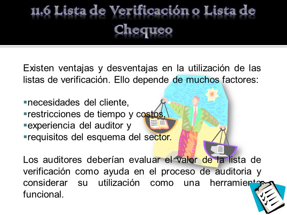 11.6 Lista de Verificación o Lista de