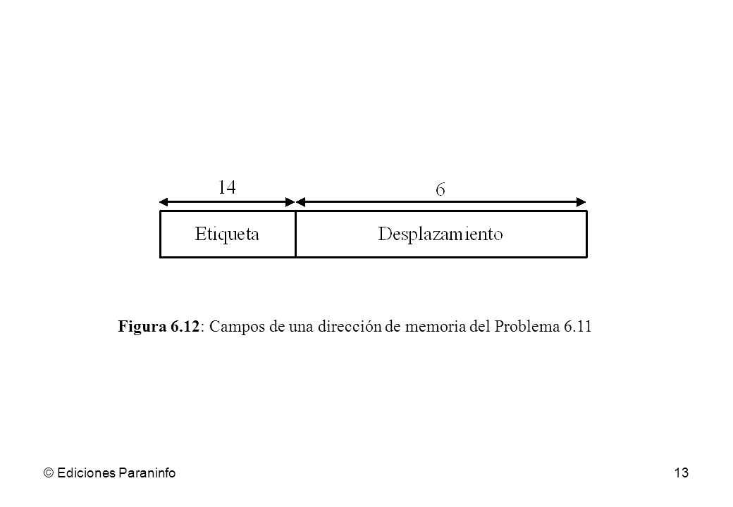 Figura 6.12: Campos de una dirección de memoria del Problema 6.11