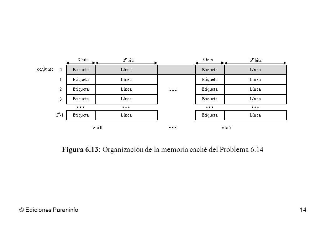 Figura 6.13: Organización de la memoria caché del Problema 6.14