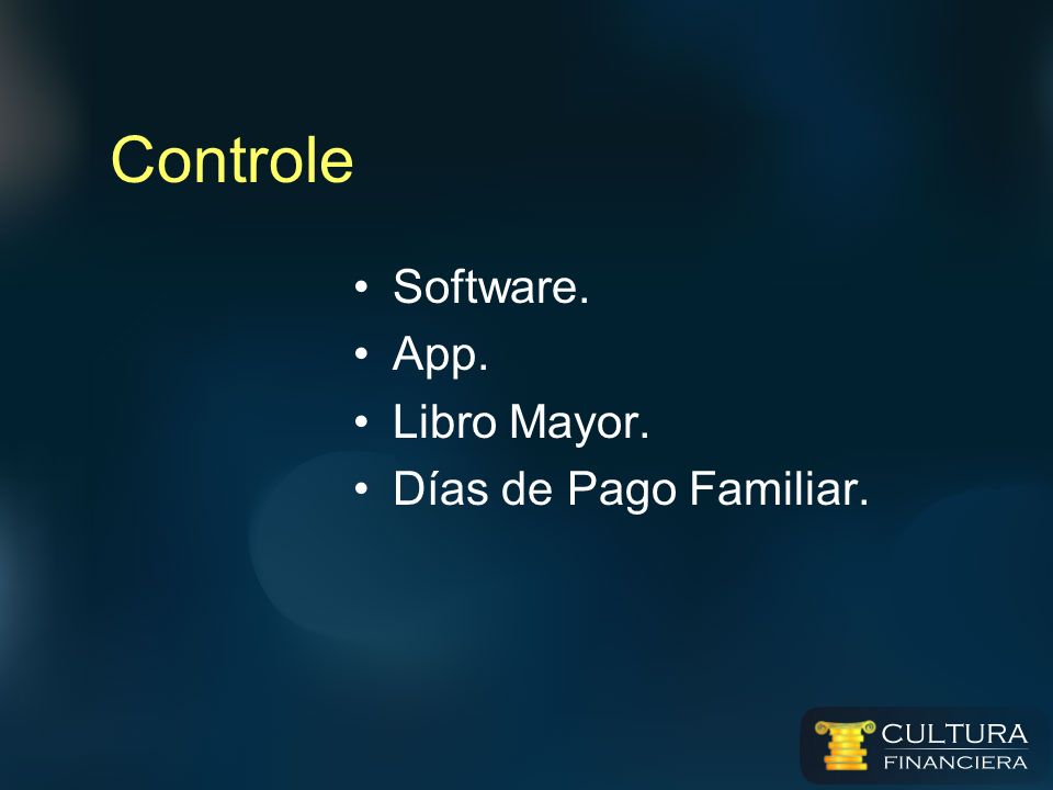 Controle Software. App. Libro Mayor. Días de Pago Familiar.
