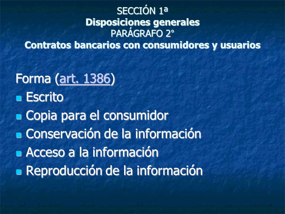 Copia para el consumidor Conservación de la información