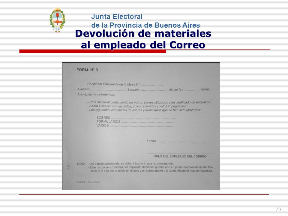 Devolución de materiales al empleado del Correo