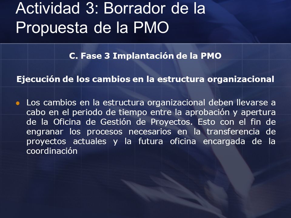 Actividad 3: Borrador de la Propuesta de la PMO