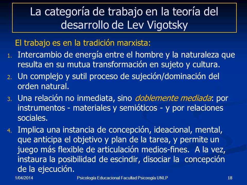 La categoría de trabajo en la teoría del desarrollo de Lev Vigotsky