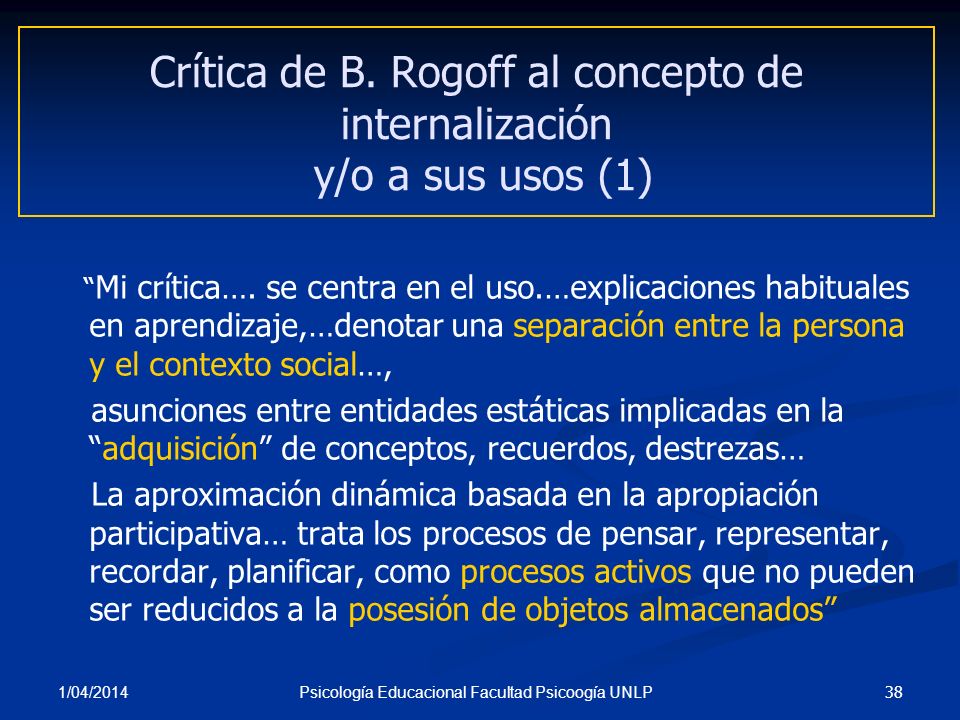 Crítica de B. Rogoff al concepto de internalización y/o a sus usos (1)