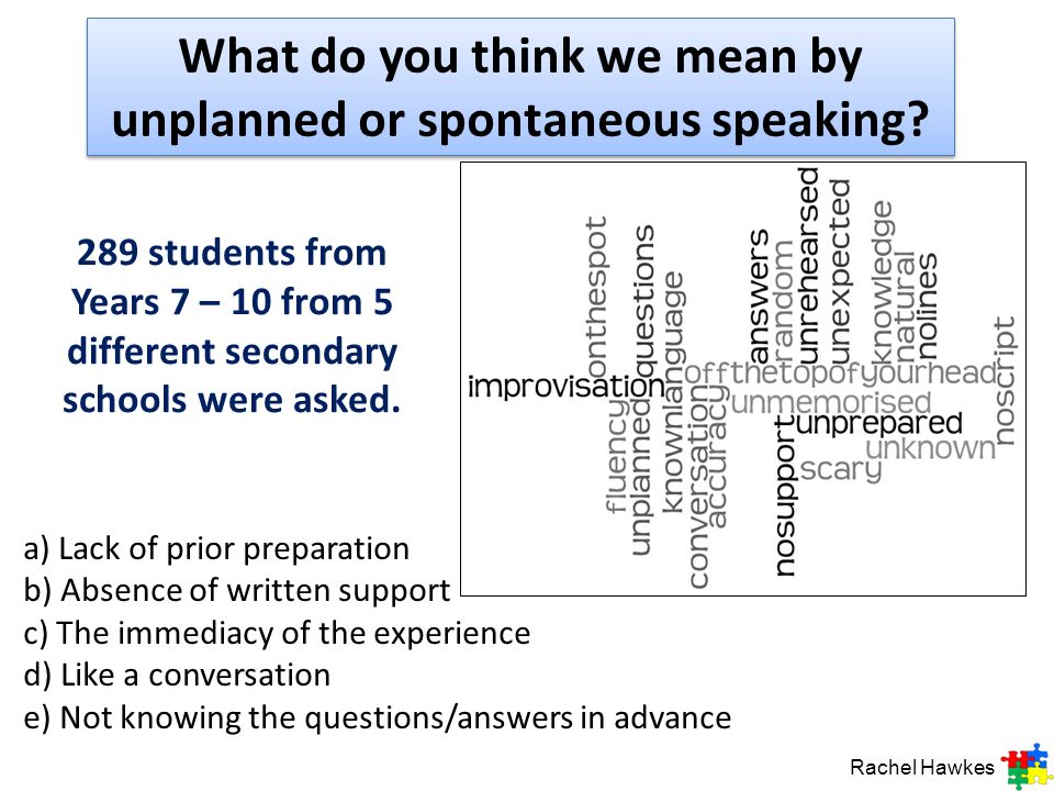 What do you think we mean by unplanned or spontaneous speaking