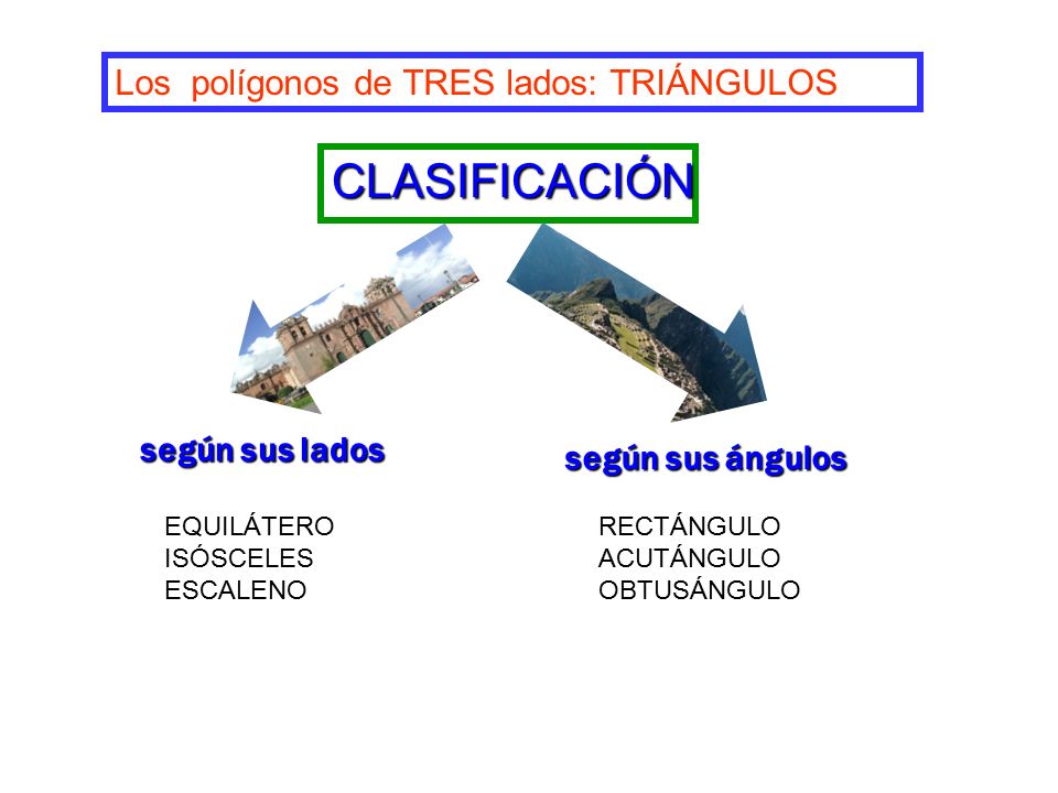 CLASIFICACIÓN Los polígonos de TRES lados: TRIÁNGULOS según sus lados