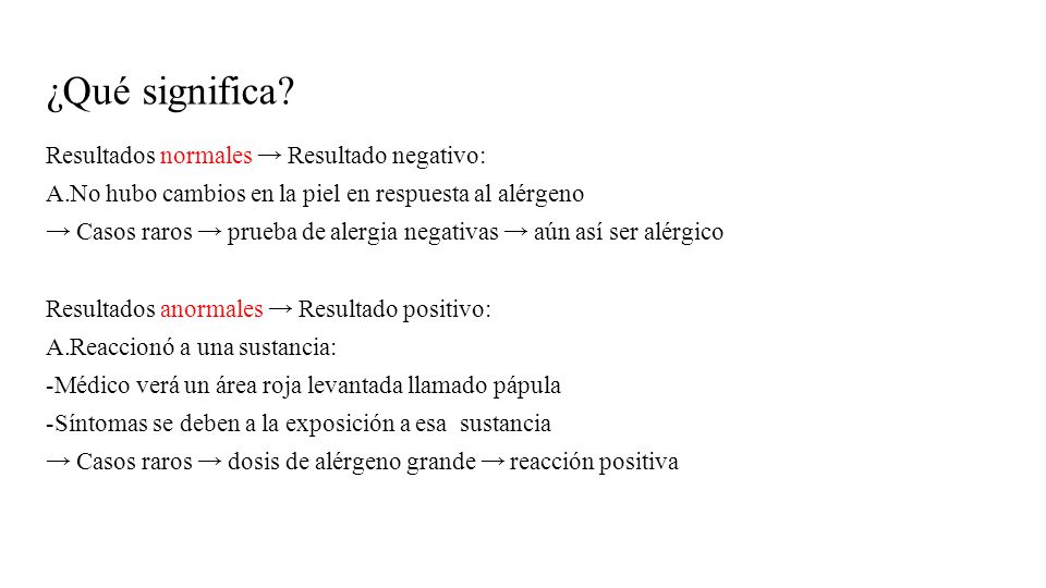 ¿Qué significa Resultados normales → Resultado negativo: