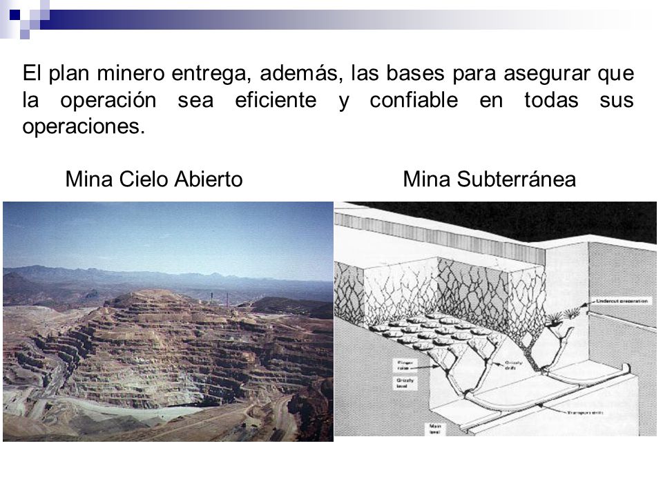 El plan minero entrega, además, las bases para asegurar que la operación sea eficiente y confiable en todas sus operaciones.