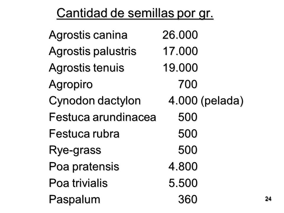 Cantidad de semillas por gr.