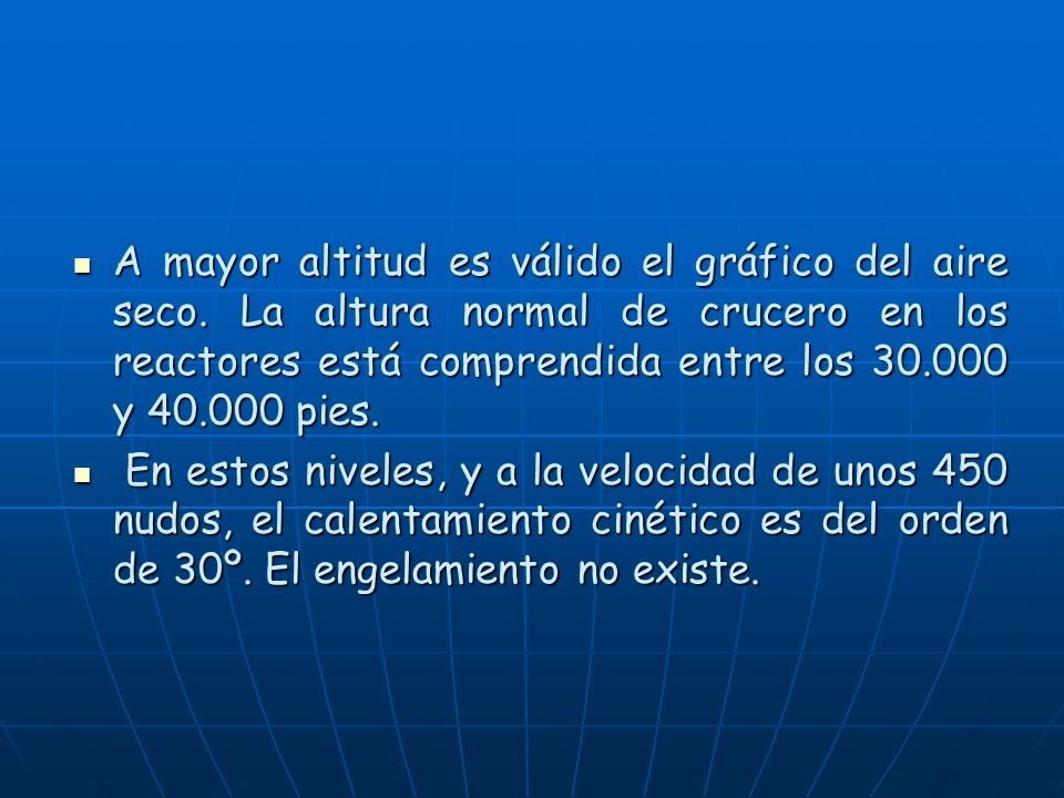 A mayor altitud es válido el gráfico del aire seco