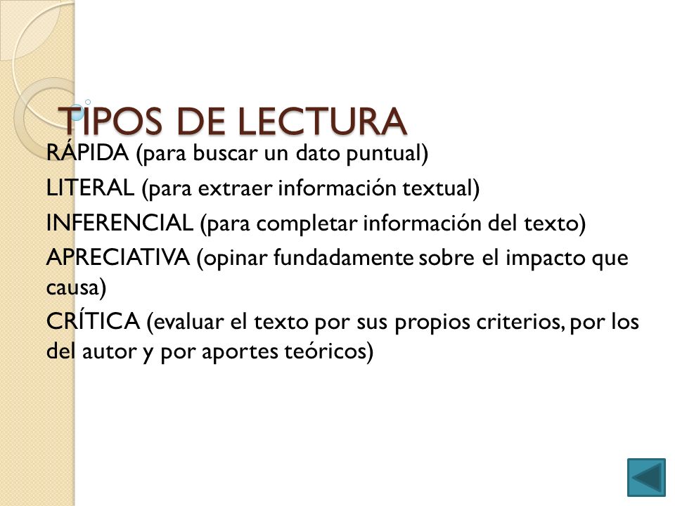TIPOS DE LECTURA RÁPIDA (para buscar un dato puntual)