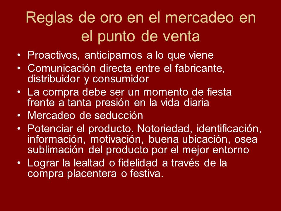 Reglas de oro en el mercadeo en el punto de venta