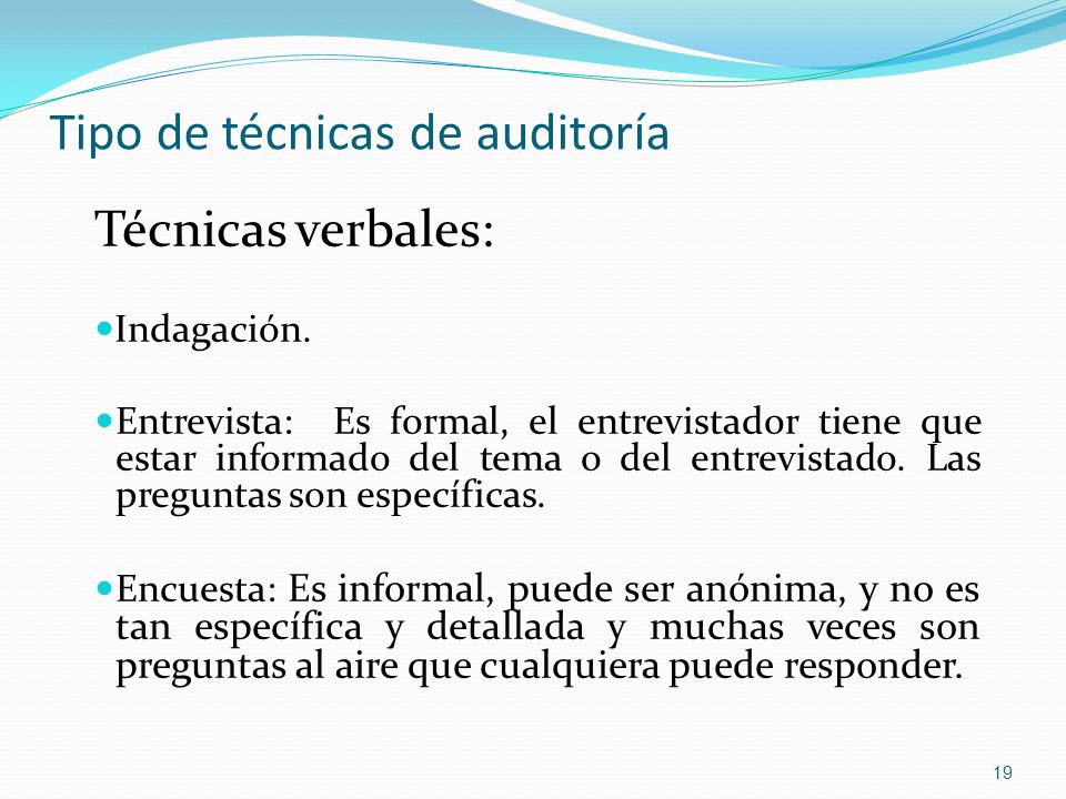 Tipo de técnicas de auditoría