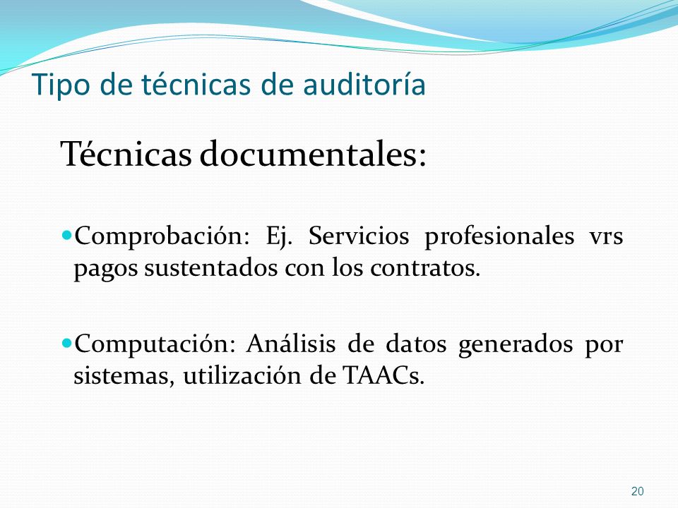 Tipo de técnicas de auditoría