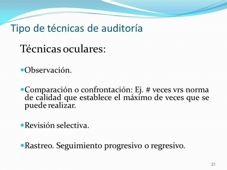 Tipo de técnicas de auditoría