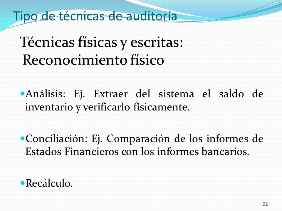 Tipo de técnicas de auditoría