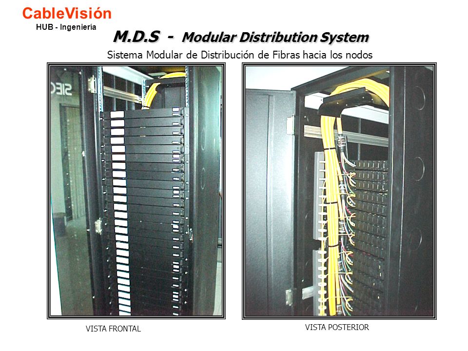 CableVisión HUB - Ingeniería. M.D.S - Modular Distribution System Sistema Modular de Distribución de Fibras hacia los nodos.