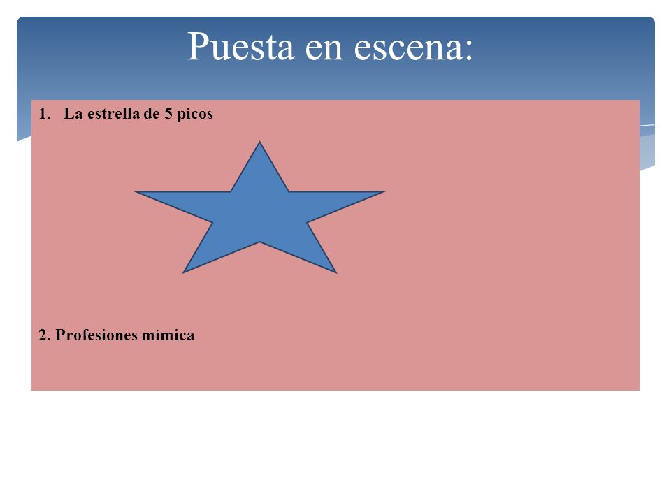 Puesta en escena: La estrella de 5 picos 2. Profesiones mímica